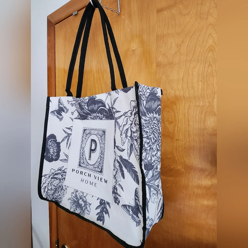 Porch View Home.Floral Tote Bag